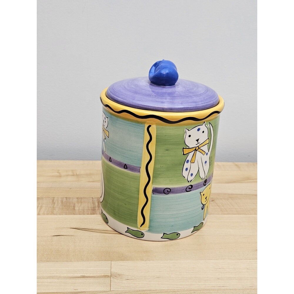 Trish Richman At Home Cat Good Kitty Ceramic Treat Canister Jar Hand Painted - Picture 2 of 8